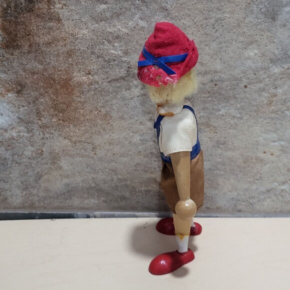 Vintage Wooden Peg Austrian Style Boy Folk Art Doll Figurine - Picture 6 of 11